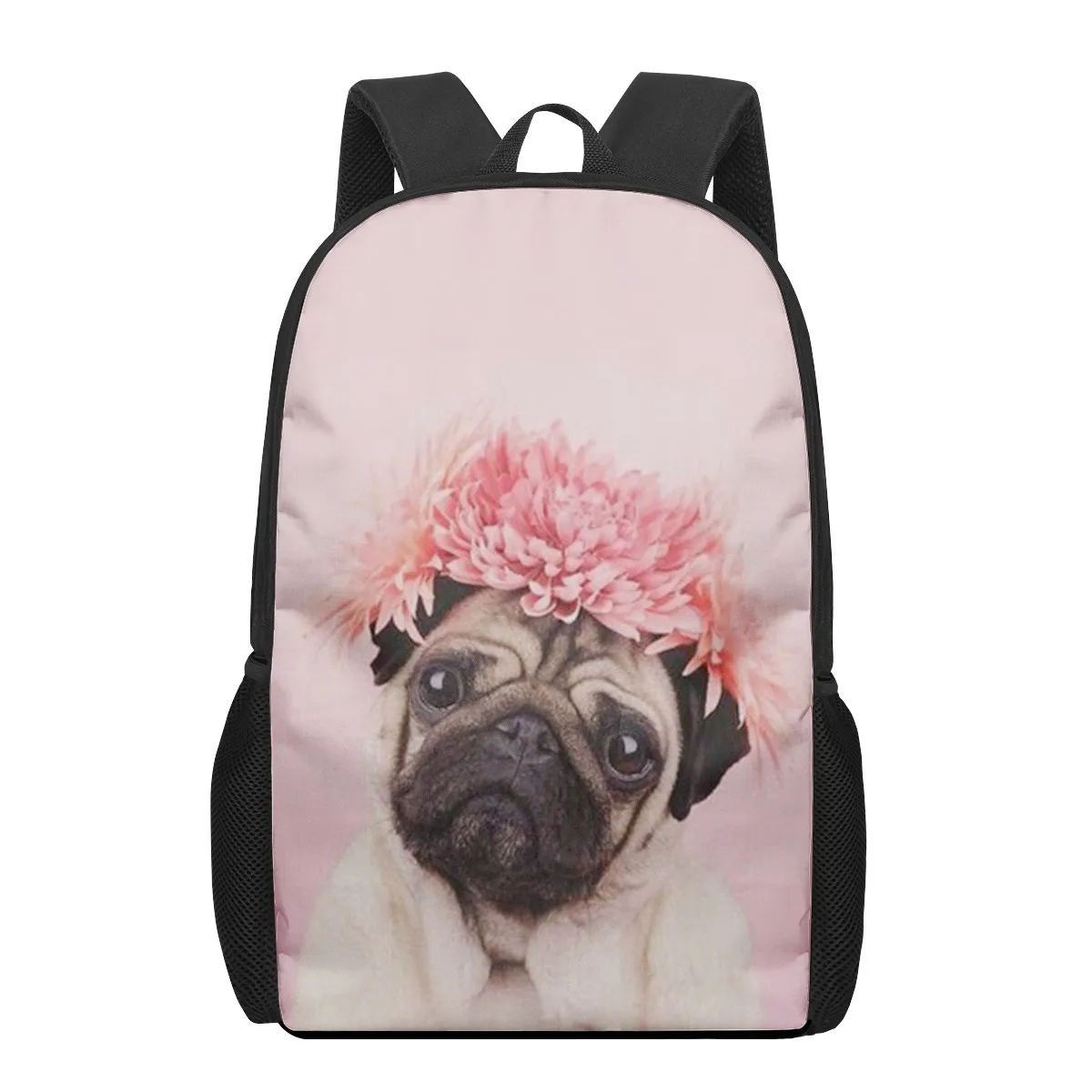 Прекрасен раница с изображение на куче-мопс, детска чанта за книги, ежедневни чанти на рамо, чанта за лаптоп, за момчета и момичета, раници за съхранение при пътуване0