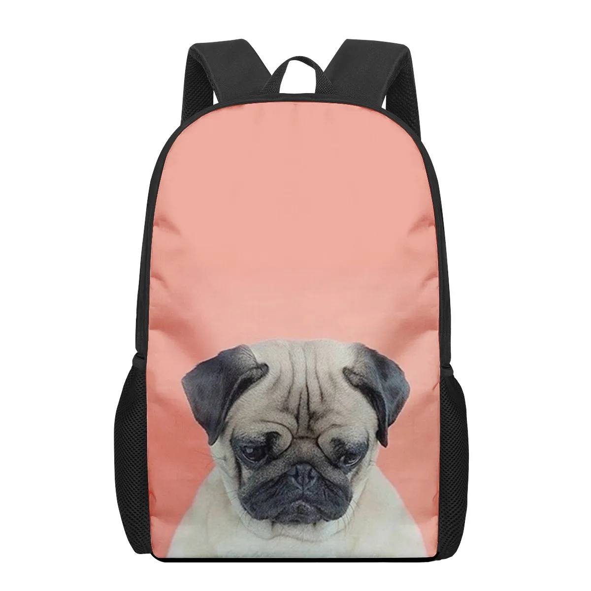 Прекрасен раница с изображение на куче-мопс, детска чанта за книги, ежедневни чанти на рамо, чанта за лаптоп, за момчета и момичета, раници за съхранение при пътуване1