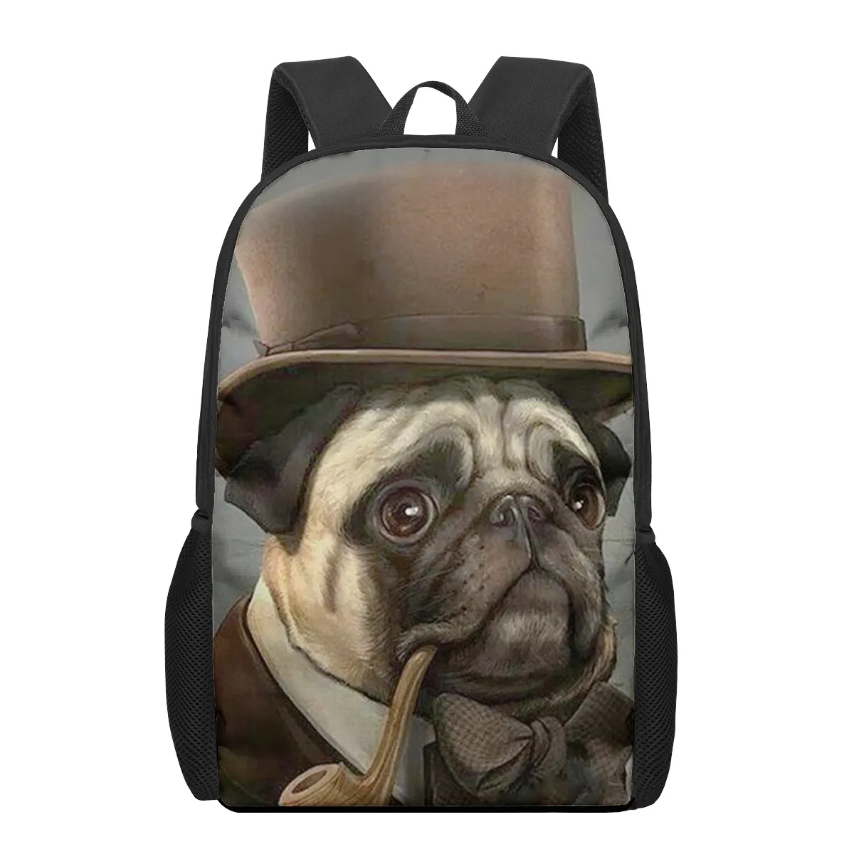 Прекрасен раница с изображение на куче-мопс, детска чанта за книги, ежедневни чанти на рамо, чанта за лаптоп, за момчета и момичета, раници за съхранение при пътуване4