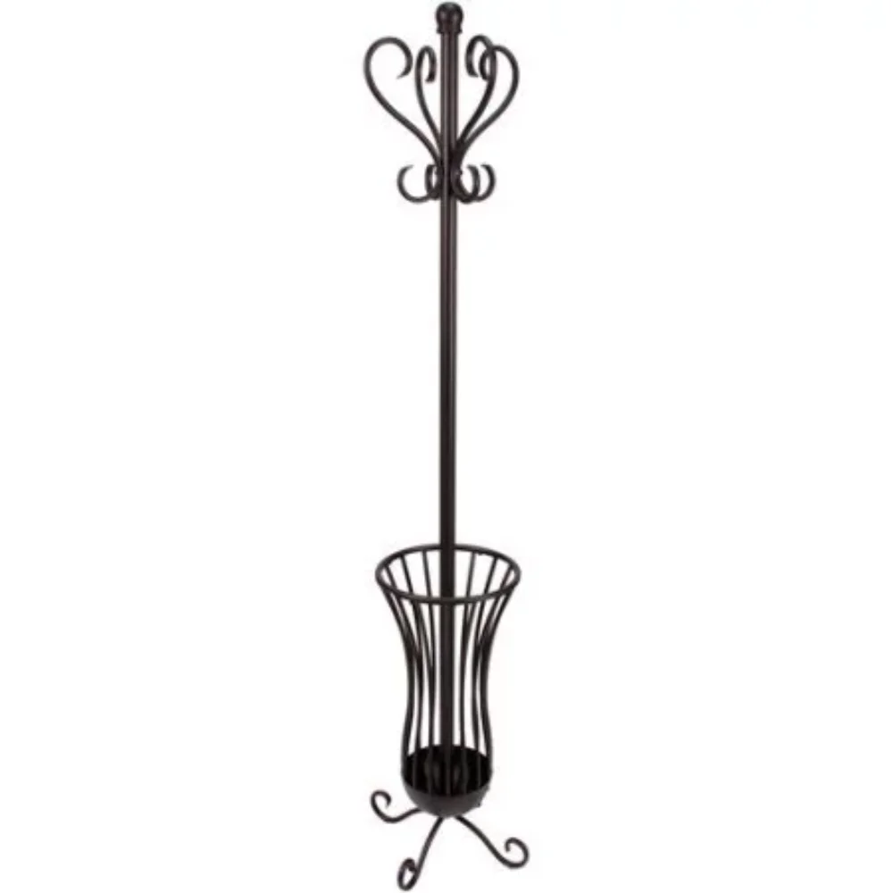 Традиционната метална закачалка с поставка за чадъри, покритие от бронз тапицерия на мебели Класическа елегантна закачалка за дрехи1