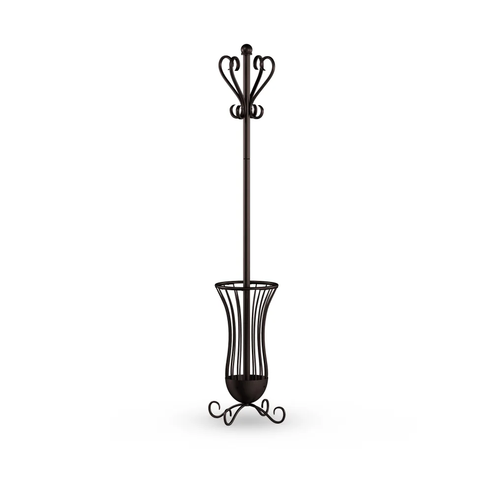 Традиционната метална закачалка с поставка за чадъри, покритие от бронз тапицерия на мебели Класическа елегантна закачалка за дрехи3