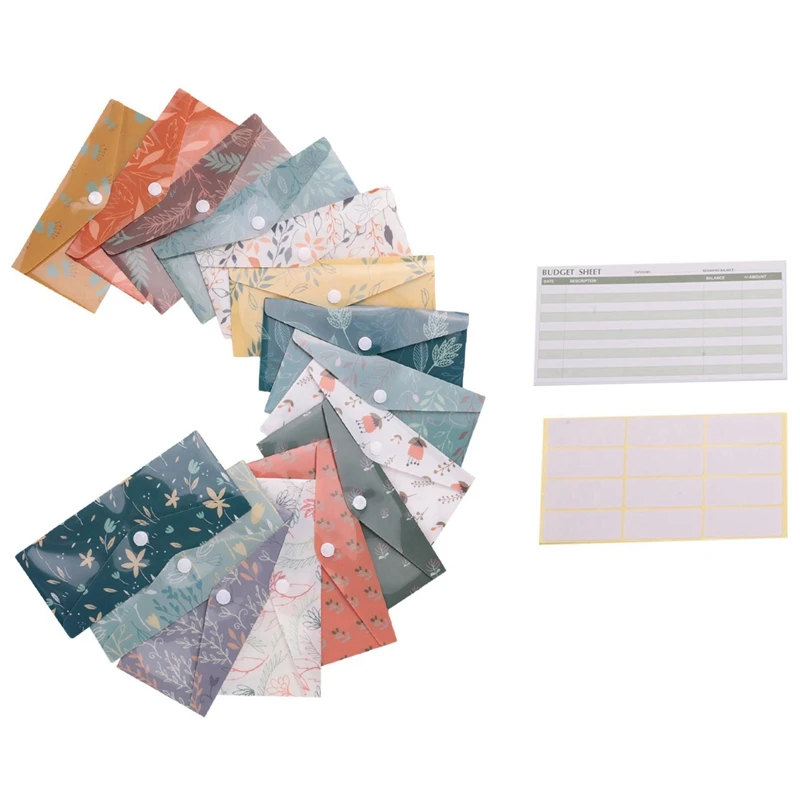 2X Водоустойчив плик за бюджета, за многократна употреба пластмасови пликове за пари, пликове за пари за съставянето на бюджета и икономии0