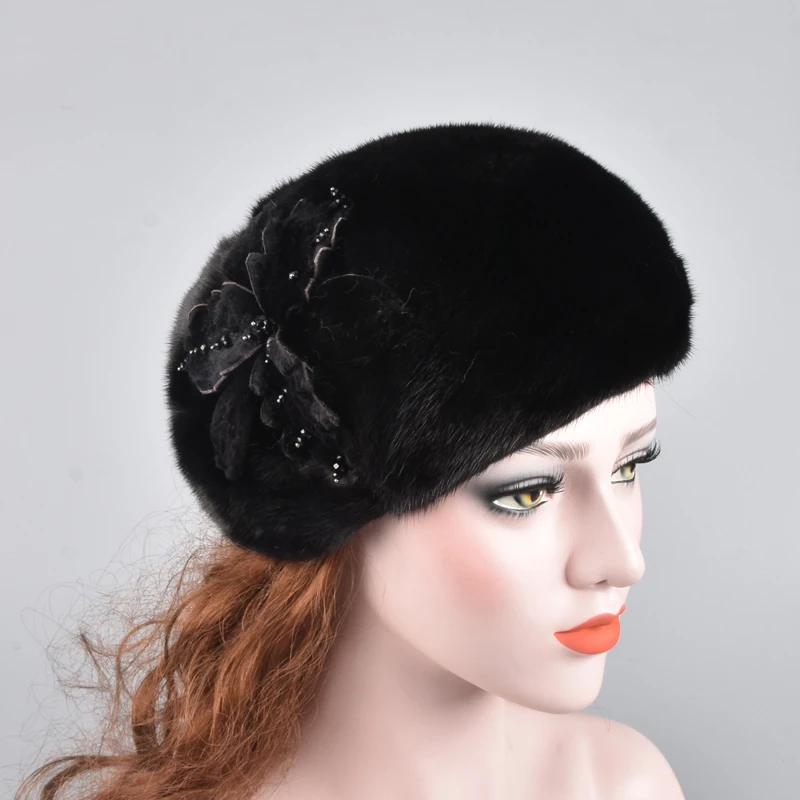Нов стил от дамски зимни норковая капачка, шапки от естествена кожа, норковый взема за Русия, дамски ежедневни капачка0