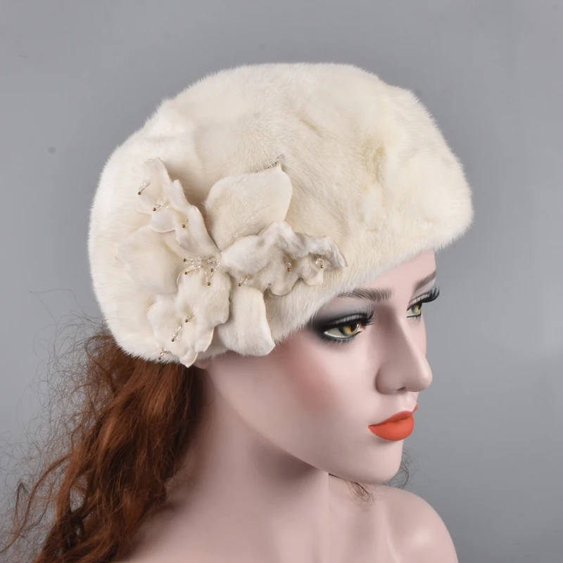 Нов стил от дамски зимни норковая капачка, шапки от естествена кожа, норковый взема за Русия, дамски ежедневни капачка4