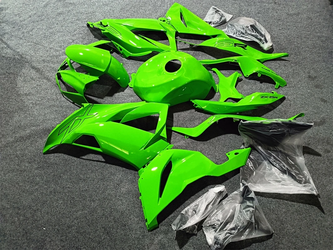 Нов комплект обтекателей ABS подходящ за Kawasaki Ninja ZX-6R 636 599 2013 2014 2015 2016 2017 2018 13 14 15 16 17 18 Обичай зелен1