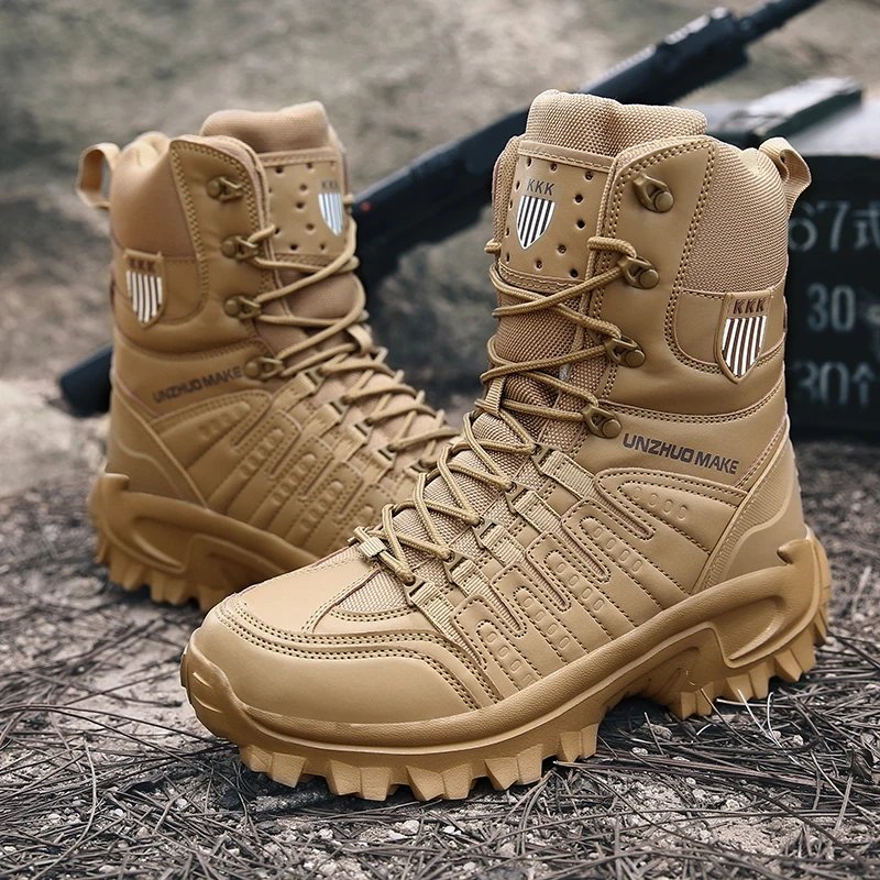 2023 Мъжки военни тактически мъжки обувки непромокаеми кожени обувки за пустинята армейските ботильоны Армията работна мъжки обувки мотоциклетни ботуши0