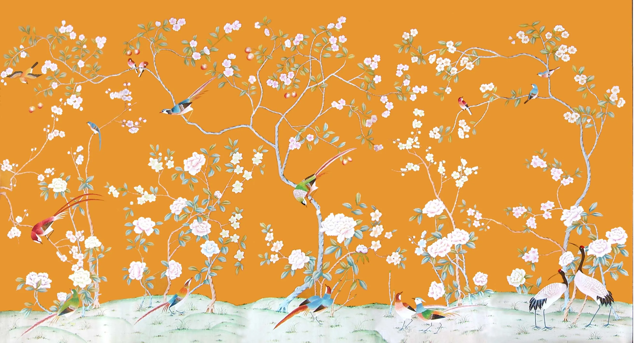 Тапети ръчно рисувани в китайски стил с птици и цветя за спалня/ Дневна / кабинет/ Трапезария/мека мебел / на телевизора0