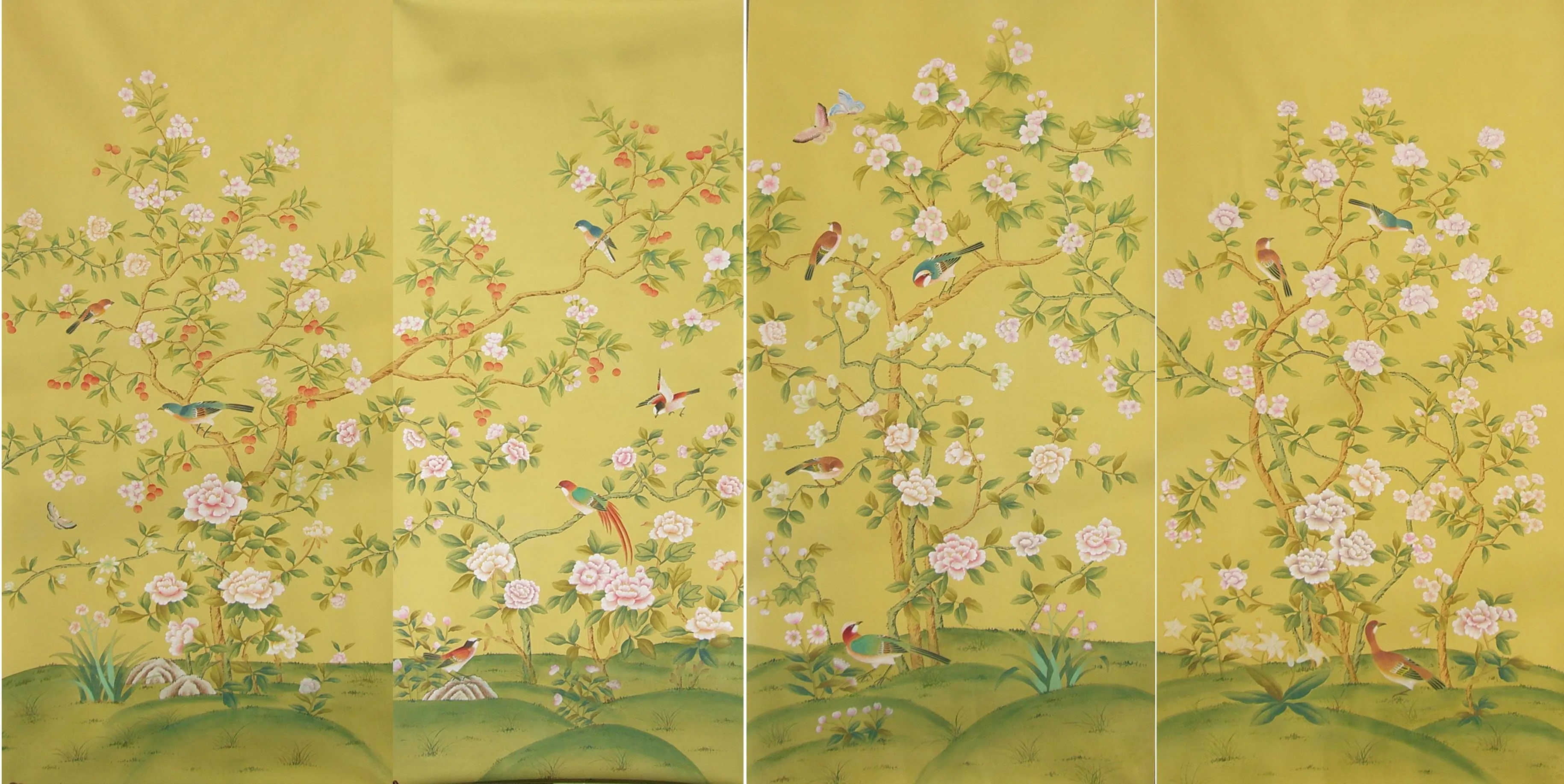 Тапети ръчно рисувани в китайски стил с птици и цветя за спалня/ Дневна / кабинет/ Трапезария/мека мебел / на телевизора1