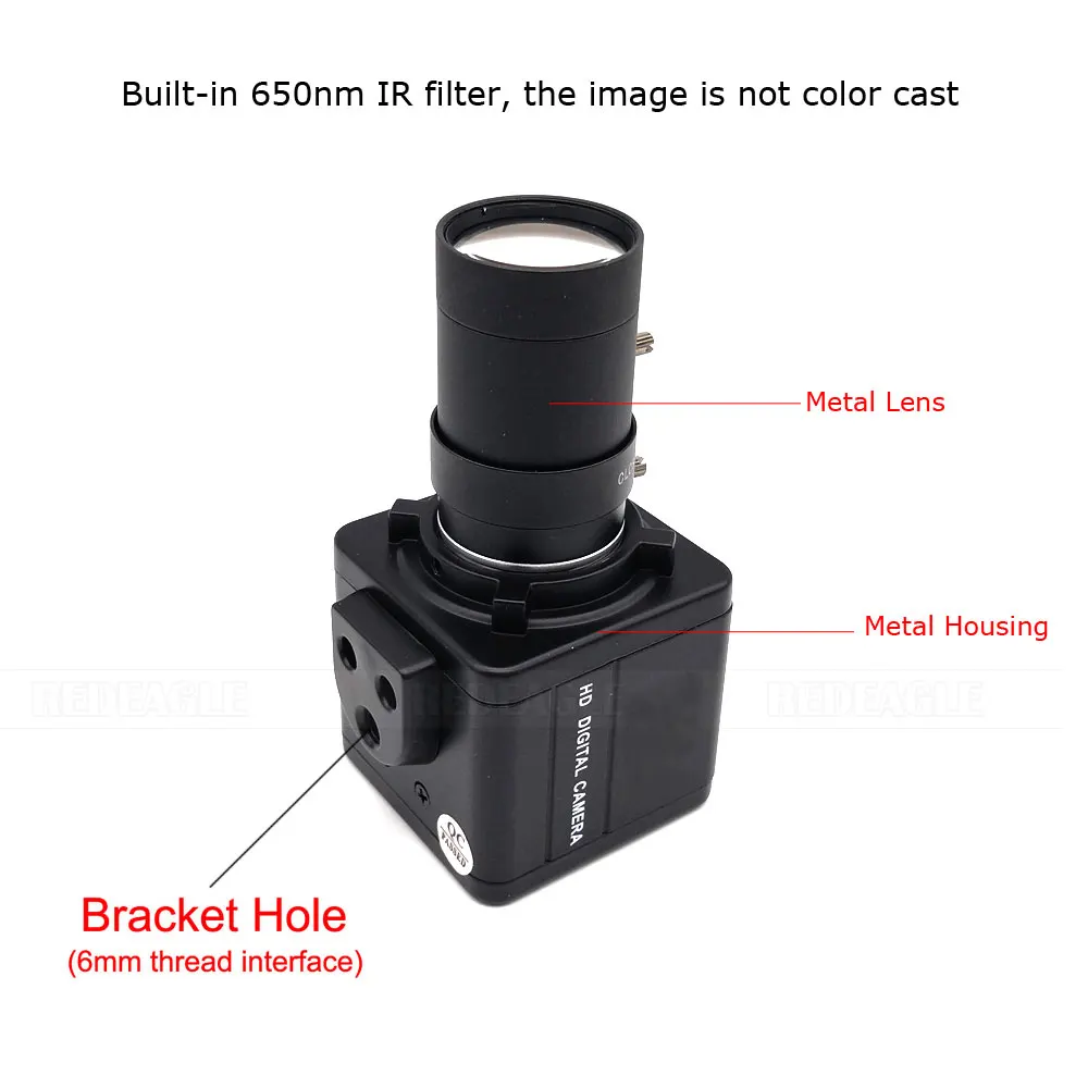 REDEAGLE 2K 4MP USB Уеб камера за директно излъчване на PC-помещение в Промишлена CS Планина Метален Корпус HD 4 мм и 6 мм/5-50 mm варифокальный Зум5