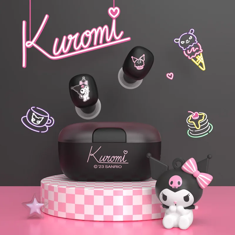 Kawaii Sanrio Kuromi Cinnamoroll My Melody Pachacco Безжична Bluetooth Слушалка спортовете с голям Радиус на действие и Високо качество на звука2