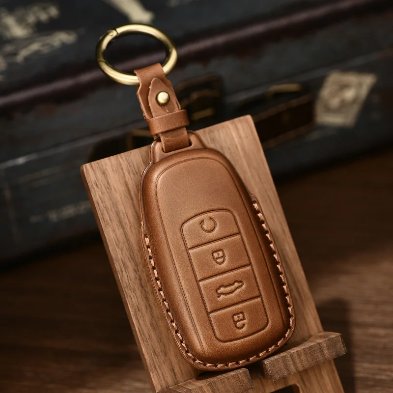Кожен Калъф За ключове на Автомобила Ключодържател За Chery Tiggo 8 Pro Tiggo 8plus New 5 plus 7 pro с 4 Бутона Бесключевого Достъп Smart Key Protector0