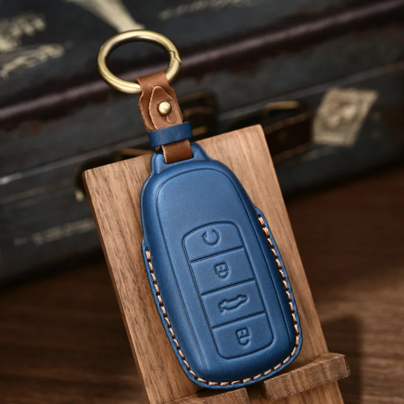 Кожен Калъф За ключове на Автомобила Ключодържател За Chery Tiggo 8 Pro Tiggo 8plus New 5 plus 7 pro с 4 Бутона Бесключевого Достъп Smart Key Protector2