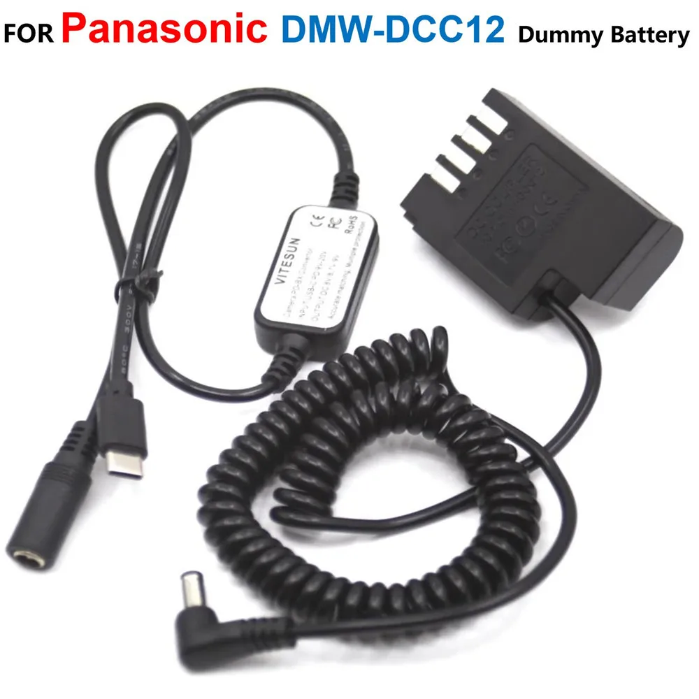 DMW-BLF19 на Пружинен Съединител dc DCC12 Фалшив Батерия + USB C Захранване на Зарядно Устройство, Кабел За Panasonic Lumix DMC-G9 LGK GH3 GH3K GH4 GH50