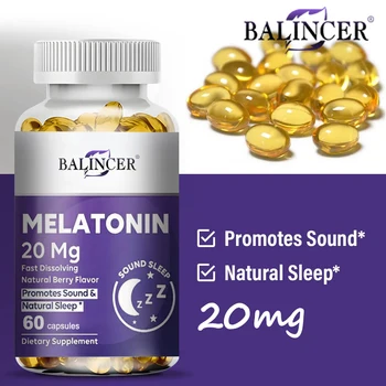Капсули с мелатонином - помагат за подобряване на качеството на съня, намаляване на будно състояние, повишаване нивото на енергия и за укрепване на имунната система при възрастни