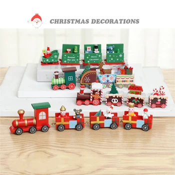 6 бр., детска коледна играчка, мини дървен влак, семеен начало декор, нова година подаръци за деца, дървена машина Монтесори, играчка за кола