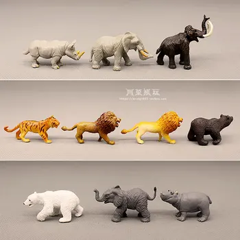 Умален модел диво животно, Африканския Лъв, Слон, носорог, Хипопотам, черна мечка, тигър, украса, фигурки, играчки за украса