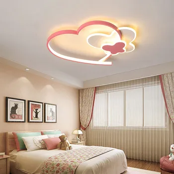 Модерен розов тавана лампа, акрилни led лампа във формата на сърце, лампа за детска спални, плафониери за момичета стая
