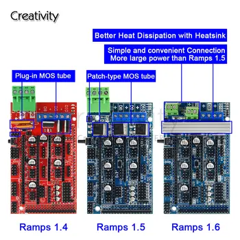 Контролен панел разширение Ramps1.6 радиатор Модернизирани рампи 1,4/1,5 за такси 3D принтер arduino
