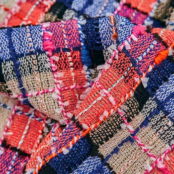 Модерен цветен клетчатая вълнена твидовая класическа тканая тенденция дрехи, обувки, чанта, висококачествени шевни обивочная плат, със собствените си ръце