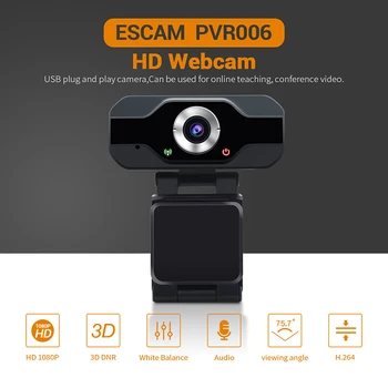 ESCAM PVR006 USB Уеб Камера Full HD 1080P Уеб-Камера С Микрофон за потискане на Шума Skype Потоковая Директен Камера За Компютър