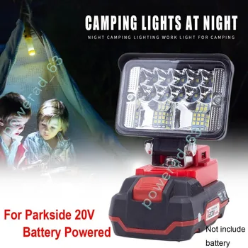 Безжична led работна лампа за Lidl Parkside X20V с литиево-йонна батерия, преносим външен авариен лампа, преносим фенер