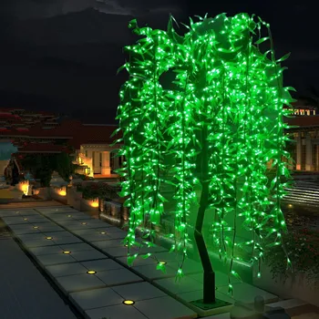 Нови лъскави изкуствени светлини плачеща върба, 864 бр. светодиоди, 1,5 м(4,9 фута), декоративен коледен пейзаж лампа за улицата