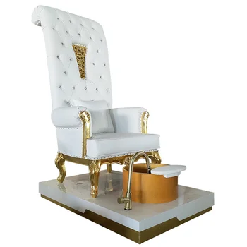 Стол за крака маникюрного салон златни с висока облегалка queen chair нокти shop single
