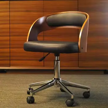 Домашен компютърен стол без подлакътници, маса за отдих, стол с облегалка, лесен изкачване, въртящи, от масивна дървесина, офис стол за конференция