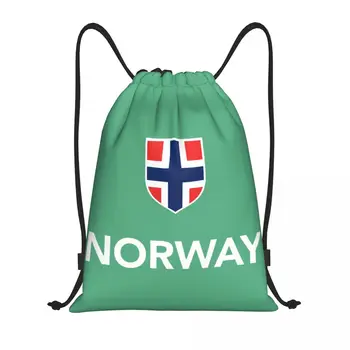 Норвежки флаг, раница на съвсем малък, женски мъжки раница за фитнес, сгъваема чанта за пазаруване с норвежки флаг, чанта