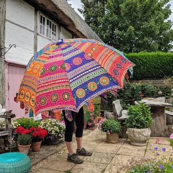 Декоративни градински чадър ръчно изработени в индийски стил в британския стил, открит вътрешен двор, ресторант, декоративни големи чадъри
