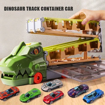 Пътека динозавър, контейнер, кола, динозавър, складное съхранение, деформация, количеството, паркинг за състезателни автомобили, детски играчки за момчета, подаръци за рожден ден