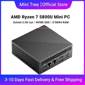 AMD Ryzen 7 5800U Двоен Мини PC Игри 16G DDR4 M. 2 NVME Win 11 Игри Настолен компютър 4K С троен дисплей HD DP WiFi6 BT5.2