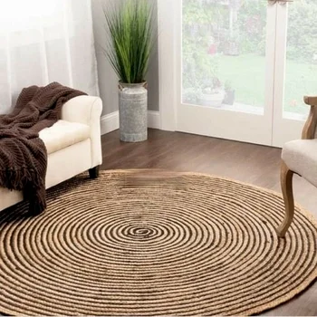 Килим от естествена юта, домашен килим за хол, тъкани кръгъл килим от коноп, постелки за пода, килима за хола