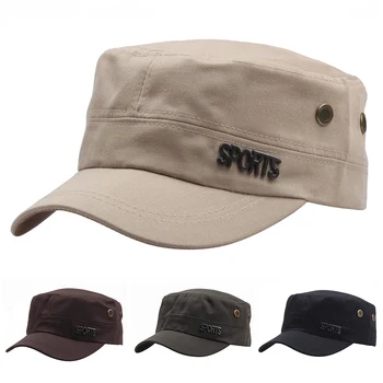 Регулируема военна шапка, мъжки и дамски бейзболна шапка, пролетно-лятна солнцезащитная шапка, плоска шапка за риболов, однотонная шапка с катарама отзад