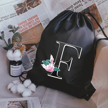 Раница за момичета, чанта за книги, лесна чанта с флорални принтом азбука, преносима черна мъжка спортна чанта, баскетболно чанта