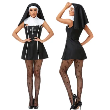 Секси костюм монахиня за възрастни жени, ролева игра, cosplay, елегантно облечен форма за парти