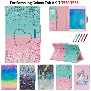 За Samsung Galaxy Tab A 9,7 на Корпуса Калъф Модна Чанта-портфейл със сгъваща се стойка За Samsung Galaxy Tab A SM-T550 T555 Калъф за таблет + Дръжка