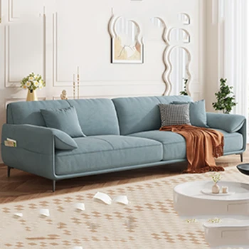 Минималистичен дълъг скандинавски диван за дневна в бял цвят. Секционни маса за хранене, детски диван с възможност за сгъване на облегалката, диван за сядане, надуваеми мебели за хотел HDH