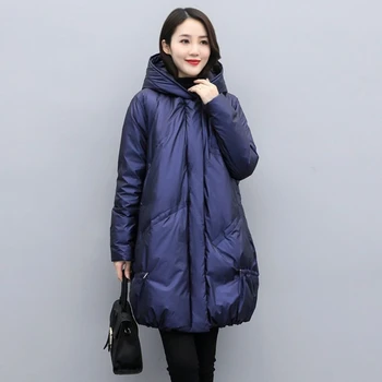 2023 Ново дамско пуховое памучни палто, зимно яке, дамски свободна горна дреха голям размер средно дълъг, гъст топло палто