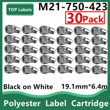 10~ 30PK Заменете Касетите с маркерной лента M21-750-423 Черно на бяло от полиестер 19,1 мм *6,4 м В Этикетировщике, Преносим принтер за етикети