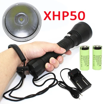 2500LM XHP50 led Фенерче за Гмуркане Бяла Светлина на Факела За Гмуркане под вода Водоустойчива Лампа Фенер + 26650 Батерия + Зарядно устройство