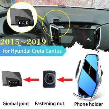 Кола за мобилен телефон за Hyundai Creta Cantus GS GC 2015 ~ 2019, скоба за отдушник, поставяне, поддръжка на безжична бързо зареждане аксесоари