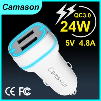 Camason Автомобилно бързо зарядно устройство, USB 24 W зареждане за iphone Xiaomi Huawei телефон QC3.0 адаптер за бързо зареждане 12 В продукти