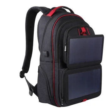 Раница за слънчева батерия с мощност 14 W, градинска чанта за лаптоп с голям капацитет, с външни USB порт за зареждане