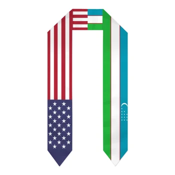 Бала колан Узбекистан и САЩ, орар с флага на Съединените Щати, шалове, маски за завършилите, подаръци за международна студентска гордост Scraf