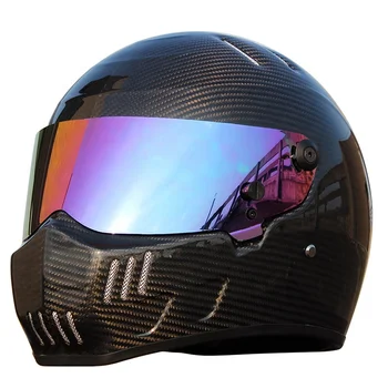 Висок клас S/M/L/XL/XXL Черна каска за мотокрос, изработени от въглеродни влакна, мотоциклет шлем с пълно лице