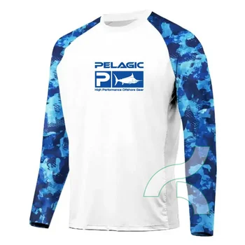 Риза за Пелагической Риболов, Солнцезащитная Риза с дълъг ръкав, Лятна UPF50, Бързосъхнеща Дишаща Облекла За Риболов, Тениска За Риболов С защита От Uv