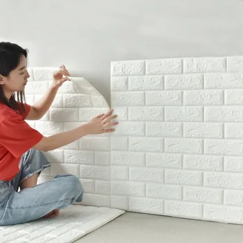 Стикери за стена със собствените си ръце, 3D самозалепващи се тапети, домашен творчески ТЕЛЕВИЗИЯ-на фона на пенопластовый тухла, декоративна водоустойчива стикер за стена