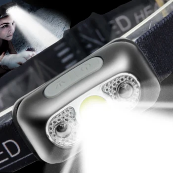 Led налобный фенер, размахивающий индуктивным светлина, USB акумулаторна сензор за движение на тялото, фаровете за нощуване на открито, мощен фенер фенер налобный
