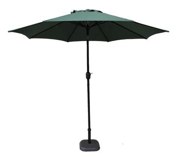 9 фута чадър за вътрешен двор с вентиляционным дупка и механизъм за наклон (тъмно зелен) Уличен чадър